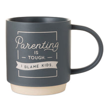 Load image into Gallery viewer, Blue-Gray Ceramic Mug With Funny Parenting Quote 16 oz.