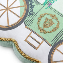 Load image into Gallery viewer, NEW- Bridgerton Green Carriage Shaped Throw Pillow