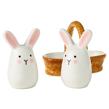 Load image into Gallery viewer, White Bunnies in Basket Salt and Pepper Shaker Set