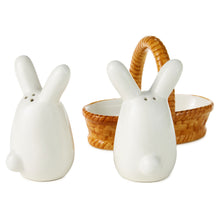 Load image into Gallery viewer, White Bunnies in Basket Salt and Pepper Shaker Set