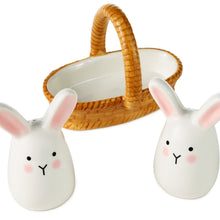 Load image into Gallery viewer, White Bunnies in Basket Salt and Pepper Shaker Set