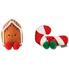 Load image into Gallery viewer, Better Together Gingerbread House and Candy Cane Magnetic Plush Pair, 5"