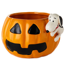 Load image into Gallery viewer, Jack-o'-Lantern Candy Dish With Sculpted Snoopy Peanuts® Pumpkin Candy Bowl