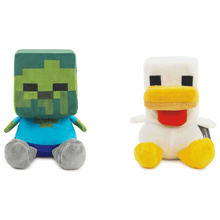 Load image into Gallery viewer, NEW -Better Together Minecraft Baby Zombie and Chicken Magnetic Plush Pair, 5.25" H