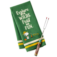 Load image into Gallery viewer, Peanuts® Beagle Scouts Tea Towel and S'mores Fork, Set of 2