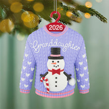 Load image into Gallery viewer, Granddaughter Snowman Sweater 2026 Ornament