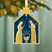 Load image into Gallery viewer, God So Loved the World Nativity Metal Ornament