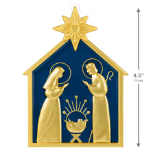 Load image into Gallery viewer, God So Loved the World Nativity Metal Ornament