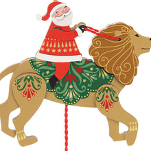 Load image into Gallery viewer, Pull-String Lion With Santa Wood Ornament