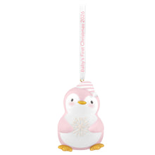 Load image into Gallery viewer, Baby Girl's First Christmas Penguin 2026 Ornament