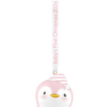 Load image into Gallery viewer, Baby Girl's First Christmas Penguin 2026 Ornament
