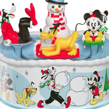 Load image into Gallery viewer, Disney Mickey and Friends Sledding Season Musical Ornament With Light and Motion
