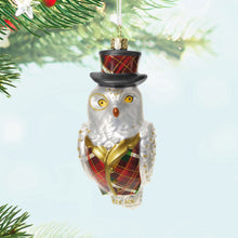 Load image into Gallery viewer, LIMITED QUANTITY - Dapper Owl Glass Ornament