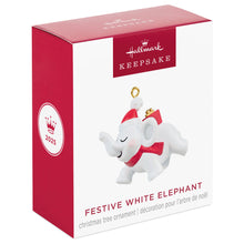 Load image into Gallery viewer, Mini Festive White Elephant Ornament