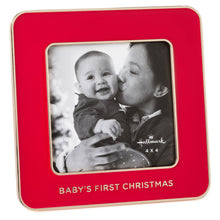 Load image into Gallery viewer, Red Enameled Metal Baby's First Christmas 4x4 Frame