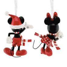 Load image into Gallery viewer, Hallmark + Disney Holiday Ever After Mickey and Minnie Hallmark Ornaments, Set of 2