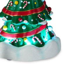 Load image into Gallery viewer, Snowman Village Christmas Tree and Mayor Decorations package back image number 6 Magic Snowman Village Musical Christmas Tree and Mayor Tabletop Decorations With Light, Set of 2