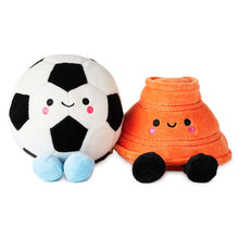 Load image into Gallery viewer, Better Together Soccer Ball and Orange Cone Magnetic Plush Pair, 5" H