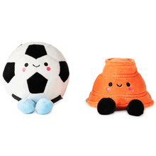 Load image into Gallery viewer, Better Together Soccer Ball and Orange Cone Magnetic Plush Pair, 5" H