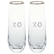 Load image into Gallery viewer, XO Stemless Champagne Flutes, Set of 2