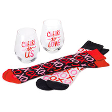 Load image into Gallery viewer, Wine Night Valentine's Day Socks and Wine Glasses, Set of 4