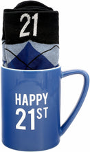 Load image into Gallery viewer, Happy 21st - 18 oz Mug and Sock Set

