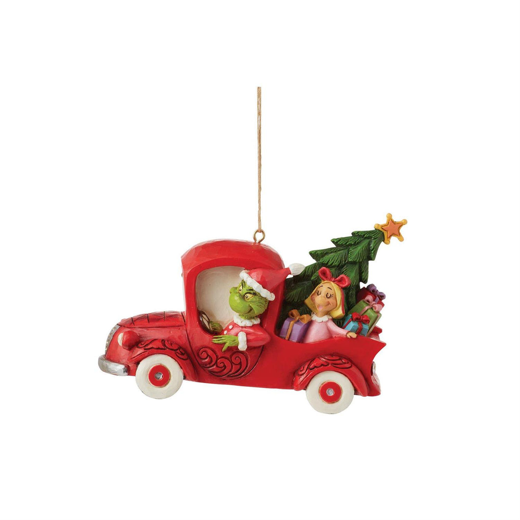 NEW - Grinch in Red Truck Ornament