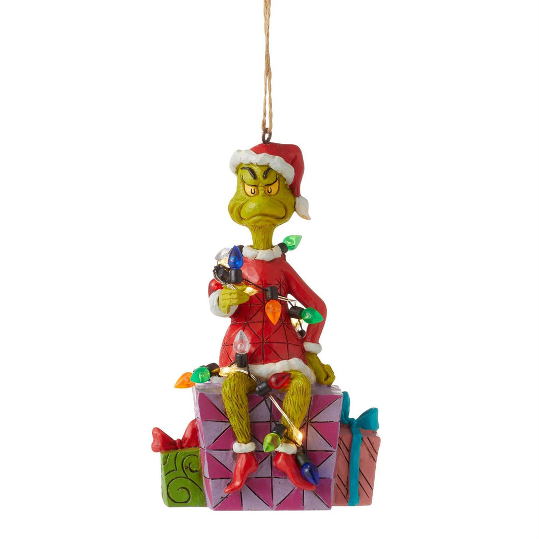 NEW - Grinch on Present Ornament