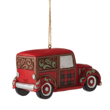 Load image into Gallery viewer, NEW-HG Santa Plaid Red Truck Orn-
