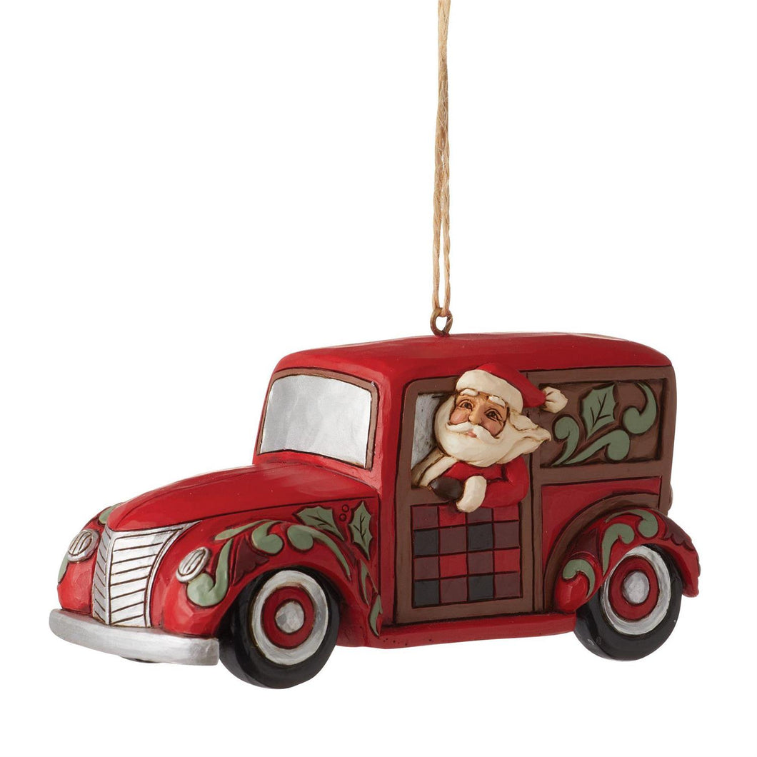 NEW-HG Santa Plaid Red Truck Orn-