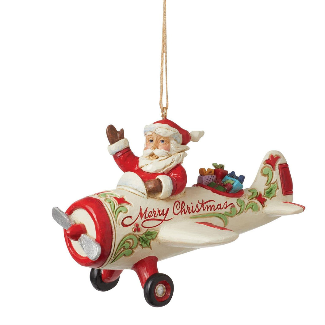 NEW_ Santa in Airplane Ornament