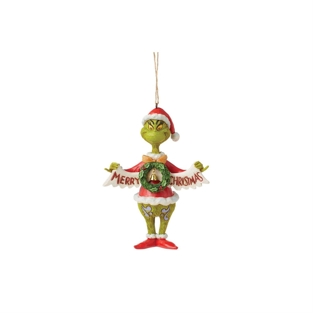 NEW-Grinch Holding Banner ornament