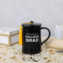 Load image into Gallery viewer, Officially A College Grad Black Mug with Lid
