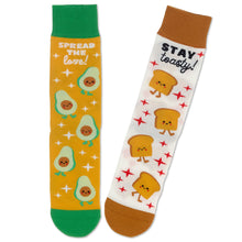 Load image into Gallery viewer, Better Together Avocado and Toast Funny Crew Socks
