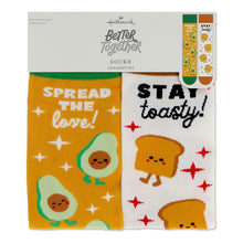 Load image into Gallery viewer, Better Together Avocado and Toast Funny Crew Socks
