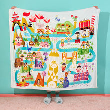 Load image into Gallery viewer, Disney It&#39;s a Small World Map Throw Blanket, 60x52
