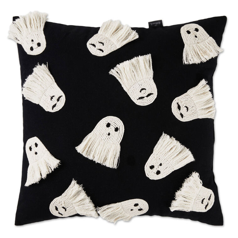 Fringe Ghosts Halloween Pillow, 16x16