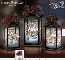 Load image into Gallery viewer, “Peace” Thomas Kinkade Illuminated Holiday Centrepiece Collection
