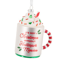 Load image into Gallery viewer, Hallmark Channel Festive Mug Glass Hallmark Ornament
