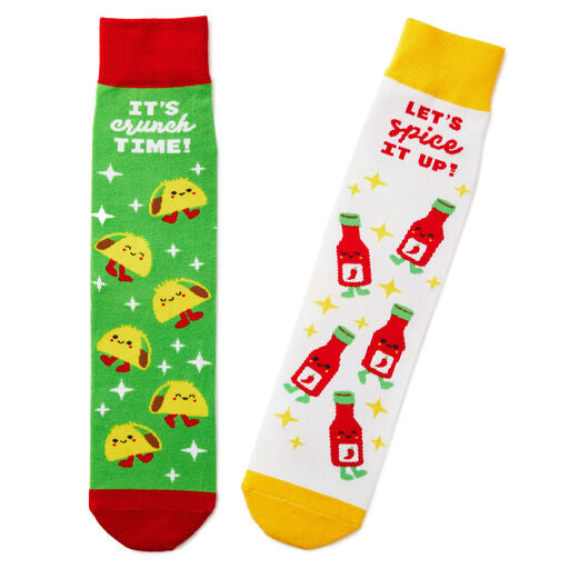 Tacos and Hot Sauce Better Together Funny Crew Socks