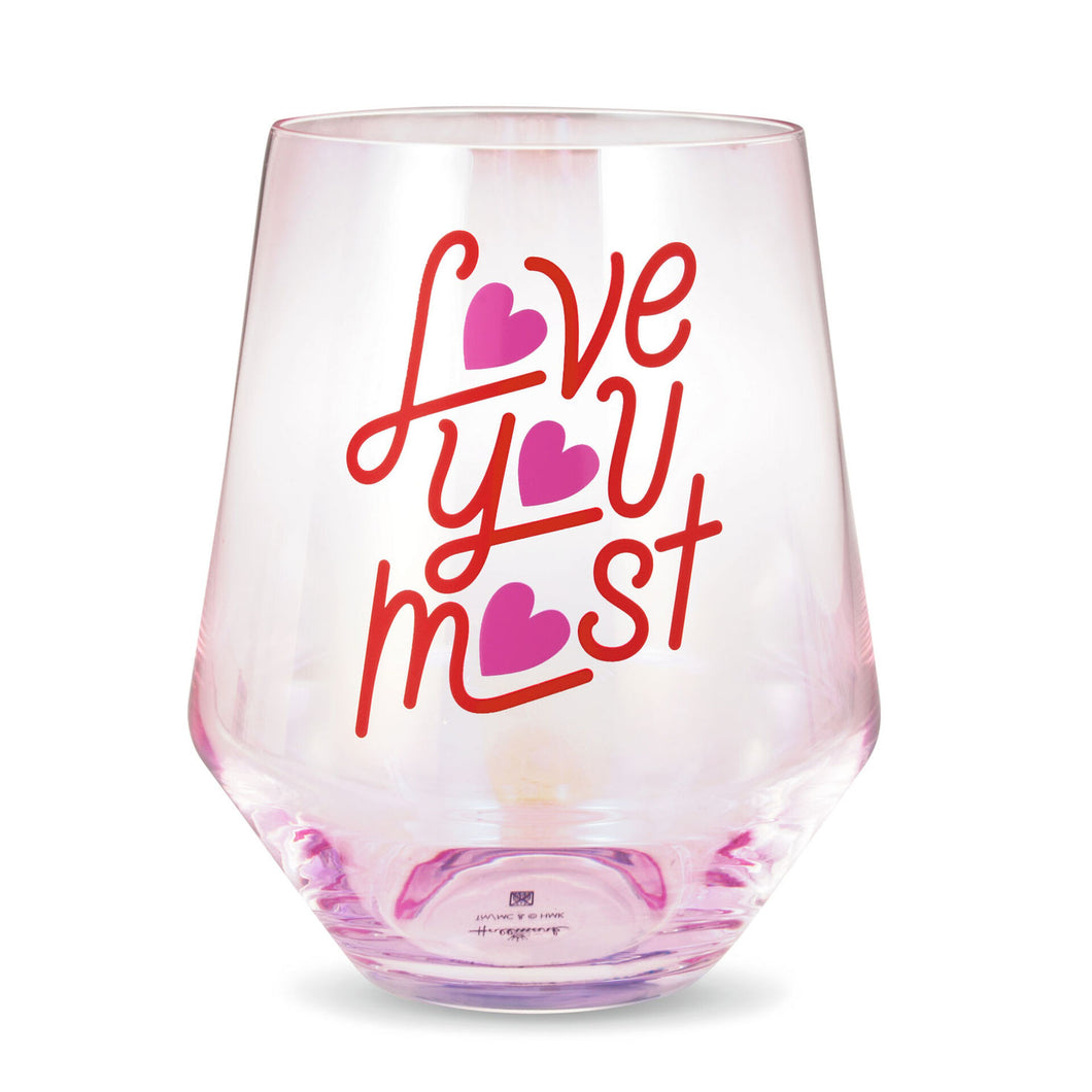 Love You Most Jumbo Stemless Wine Glass, 43 oz.
