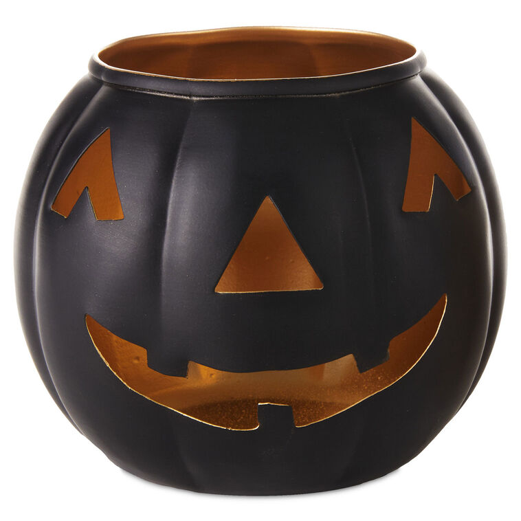 Medium Black Metal Jack-o'-Lantern Candle Holder