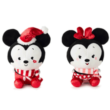 Load image into Gallery viewer, Hallmark + Disney Holiday Ever After Mickey and Minnie Magnetic Plush Pair, 4.5" H
