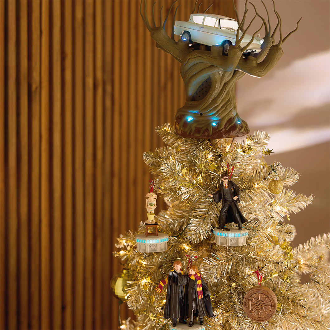 Harry Potter and the Chamber of Secrets™ Collection Flying Ford Anglia in the Whomping Willow™ Tree Topper With Light and Sound,
