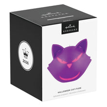 Load image into Gallery viewer, Halloween Cat-itude Ornament With Light and Sound
