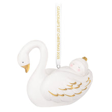 Load image into Gallery viewer, Grandbaby&#39;s First Christmas Swan 2025 Porcelain Ornament

