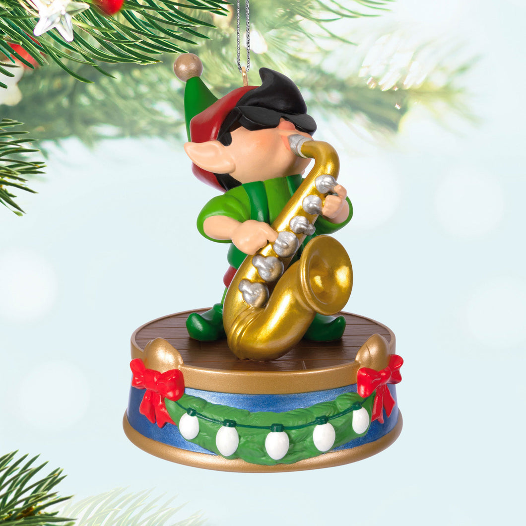 North Pole Tree Trimmers Band Collection Stuey On Sax Musical Ornament With Light