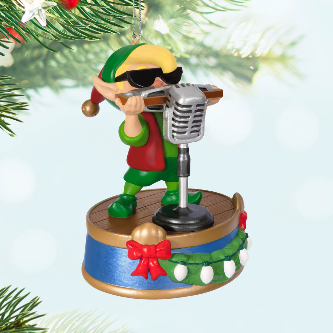 North Pole Tree Trimmers Band Collection Hank On Harmonica Musical Ornament With Light