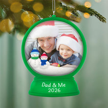 Load image into Gallery viewer, Dad and Me Snow Globe 2026 Photo Frame Ornament
