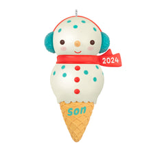 Load image into Gallery viewer, Son Snowman Ice Cream Cone 2024 Ornament
